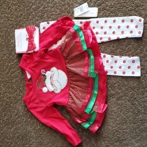 Baby Girls LITTLE LASS Santa Claus Tunic Leggings Bow Size 12 mo 24 mo 2T NWT
